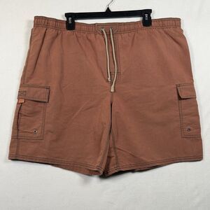 Breakwater Swim Trunks Mens Large Brown Ripstop Cargo Shorts Lined Elastic Waist